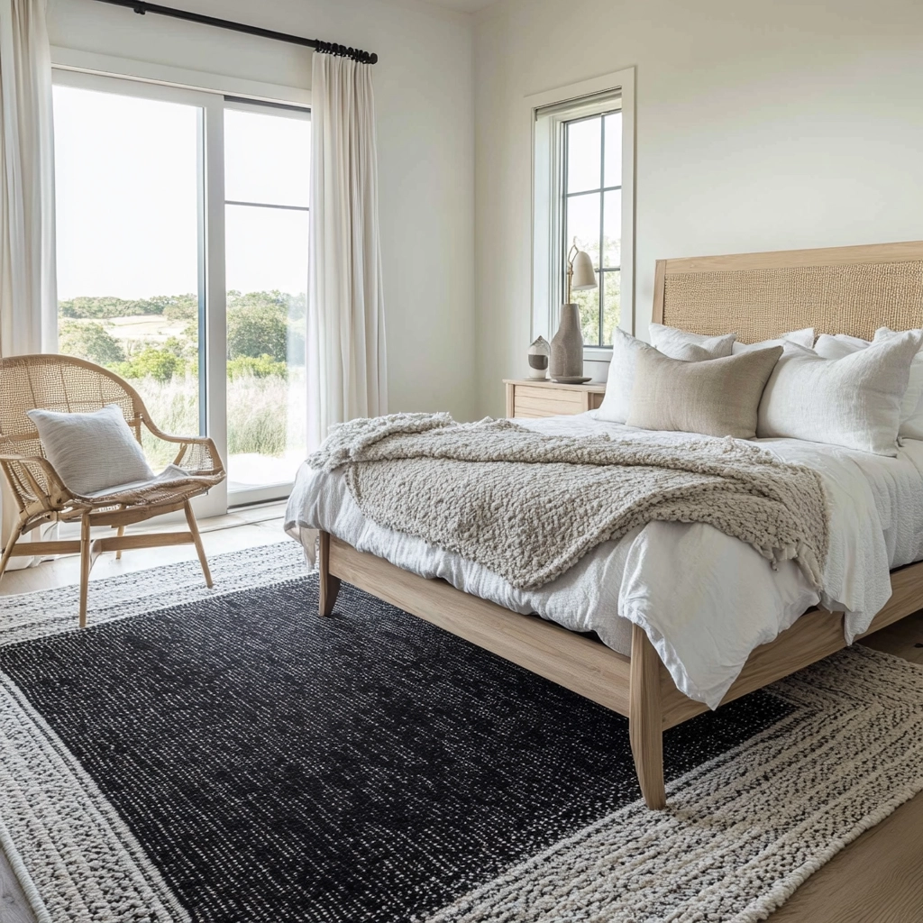 black and white rug bedroom 37