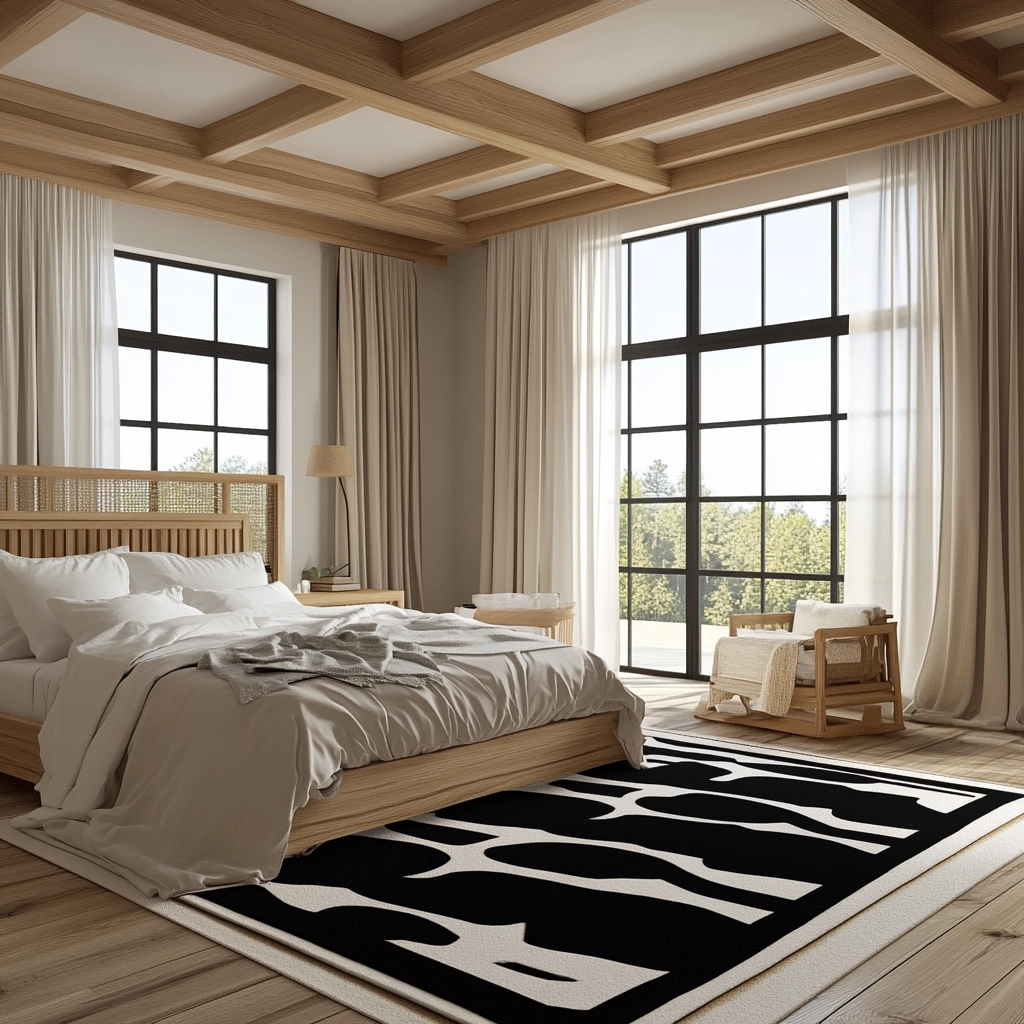 black and white rug bedroom 38