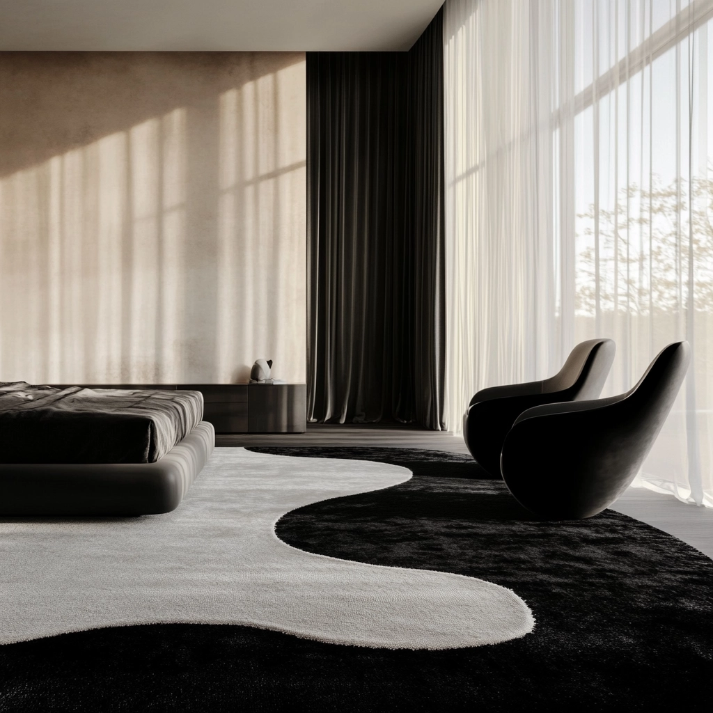 black and white rug bedroom 4