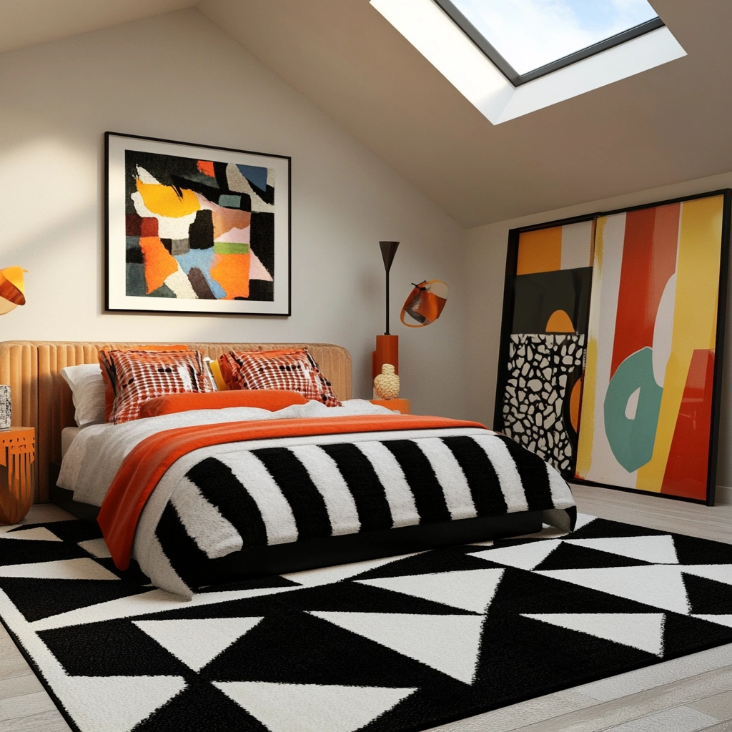 black and white rug bedroom 41