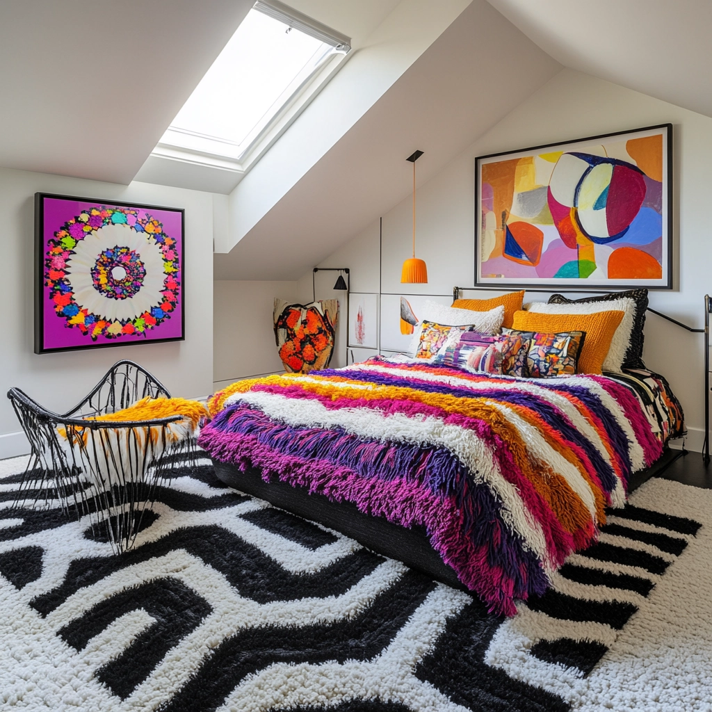 black and white rug bedroom 42