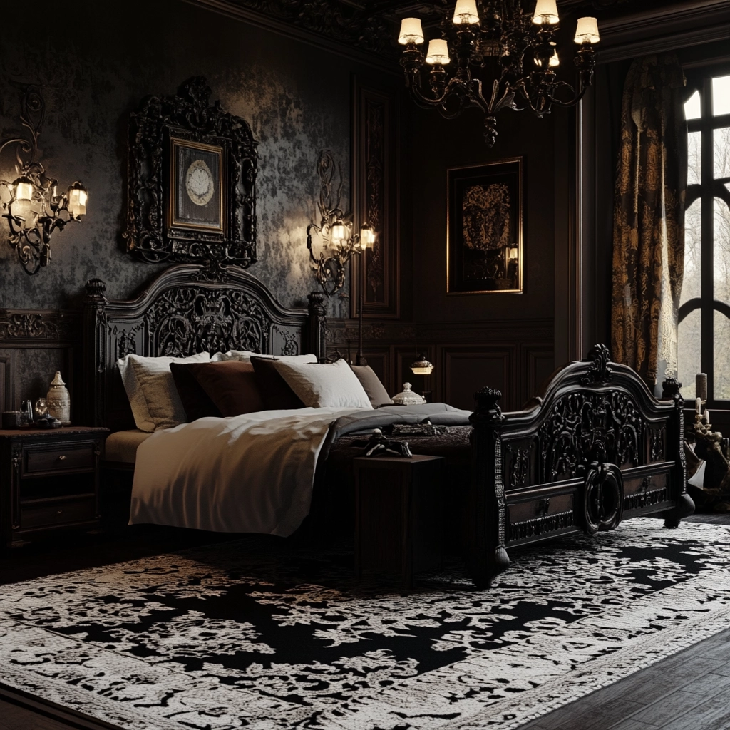 black and white rug bedroom 45
