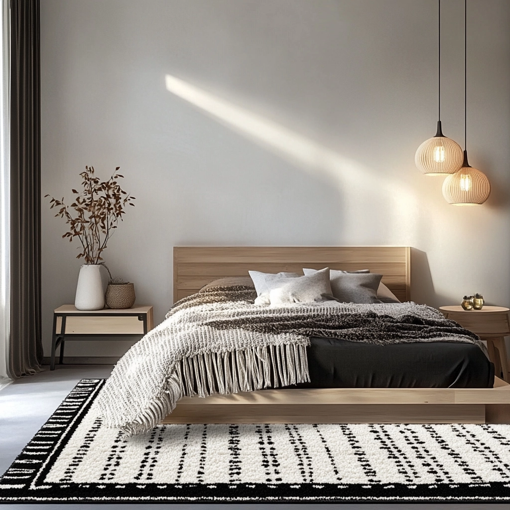 black and white rug bedroom 5