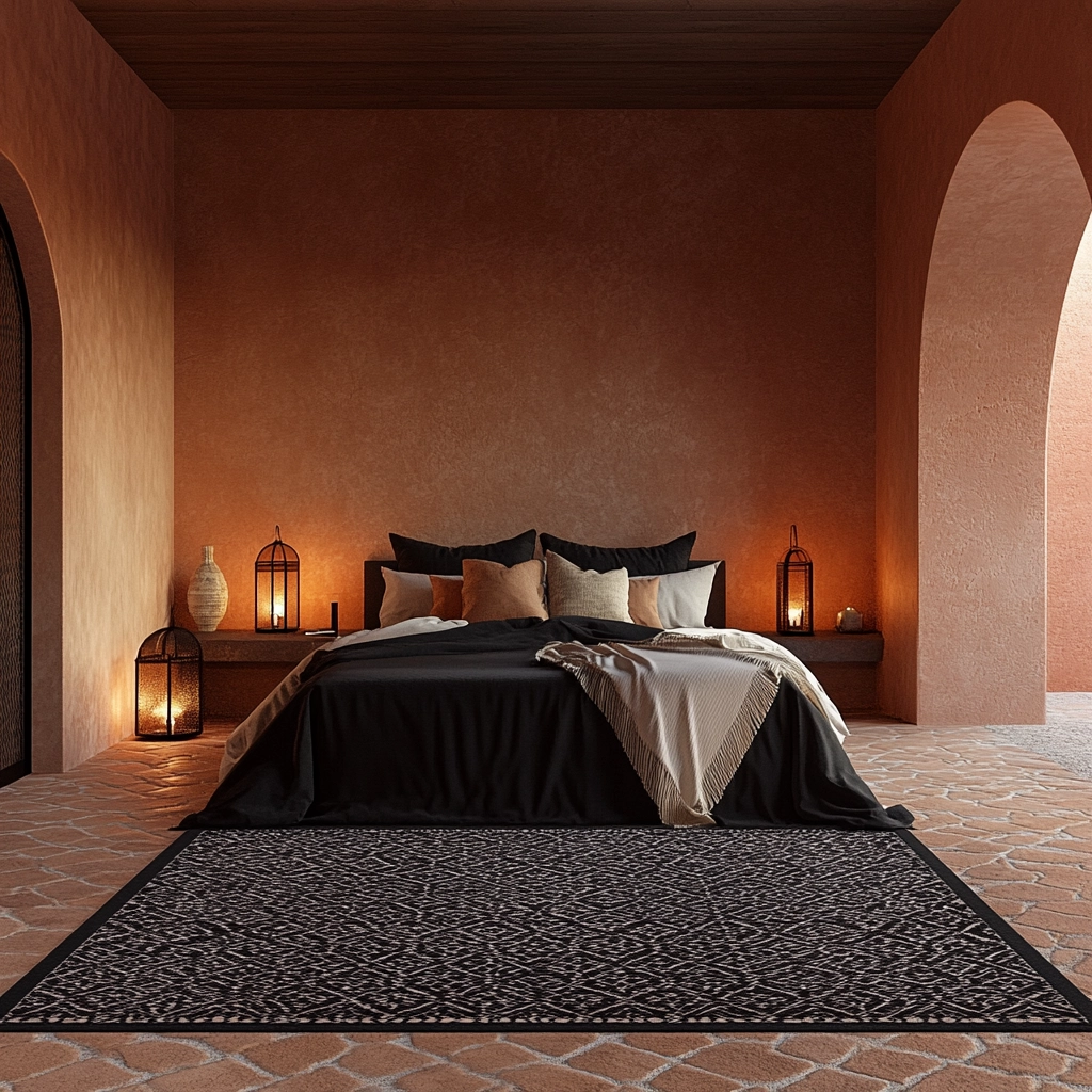 black and white rug bedroom 51
