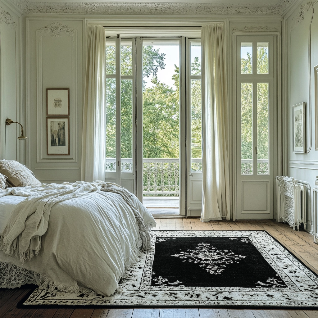 black and white rug bedroom 53