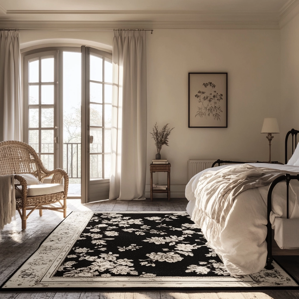 black and white rug bedroom 54
