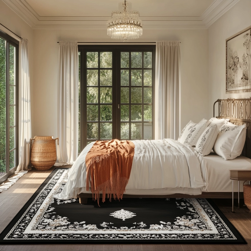 black and white rug bedroom 55
