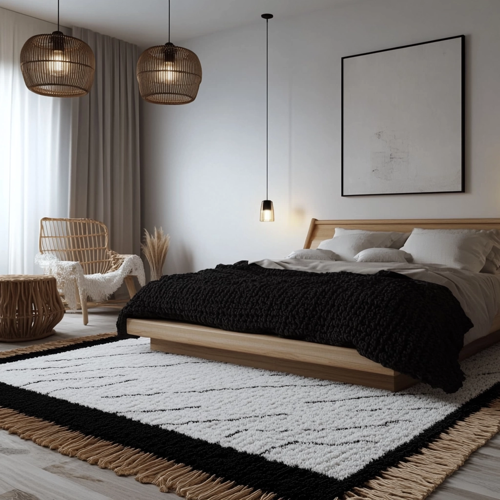 black and white rug bedroom 6
