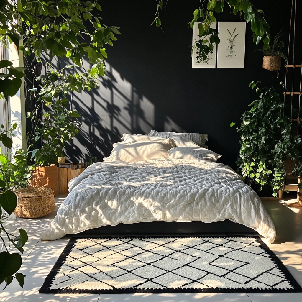 black and white rug bedroom 66