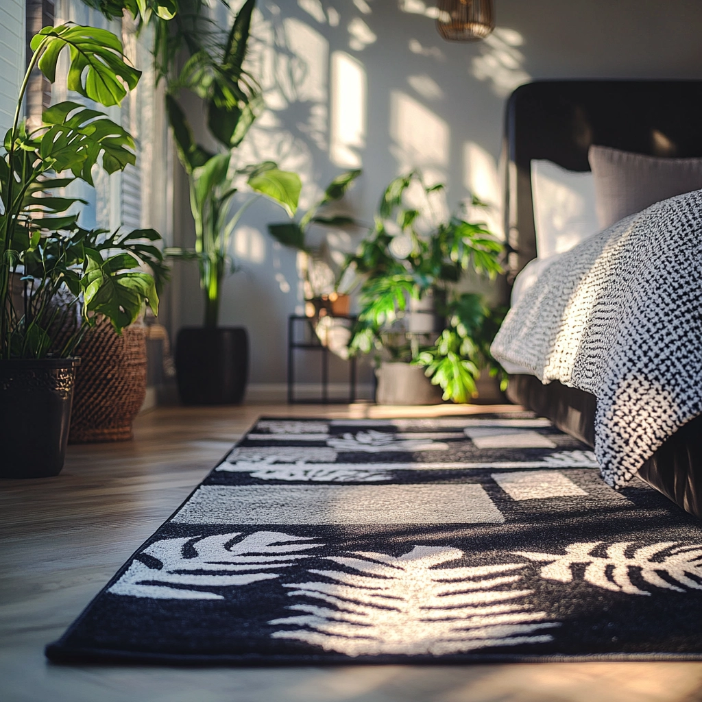 black and white rug bedroom 68