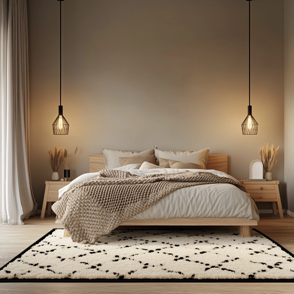 black and white rug bedroom 7