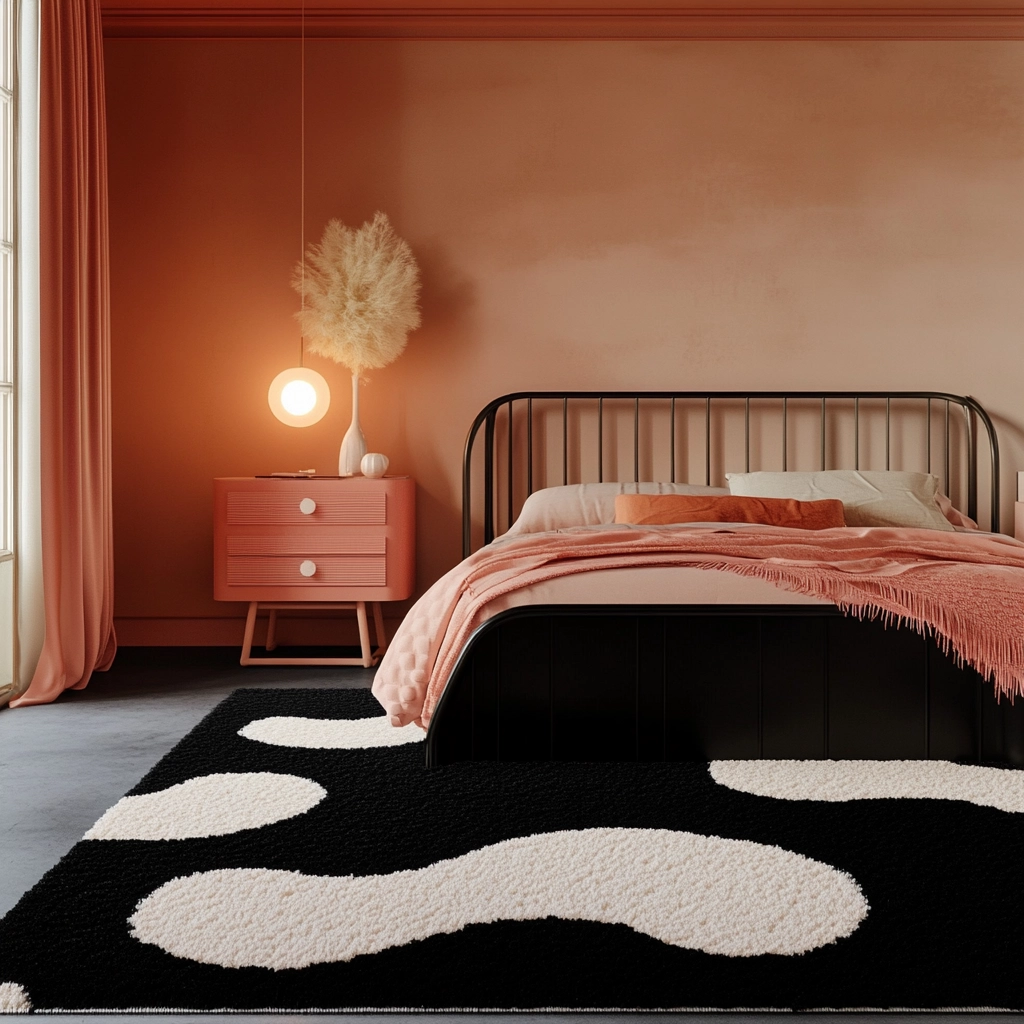black and white rug bedroom 71
