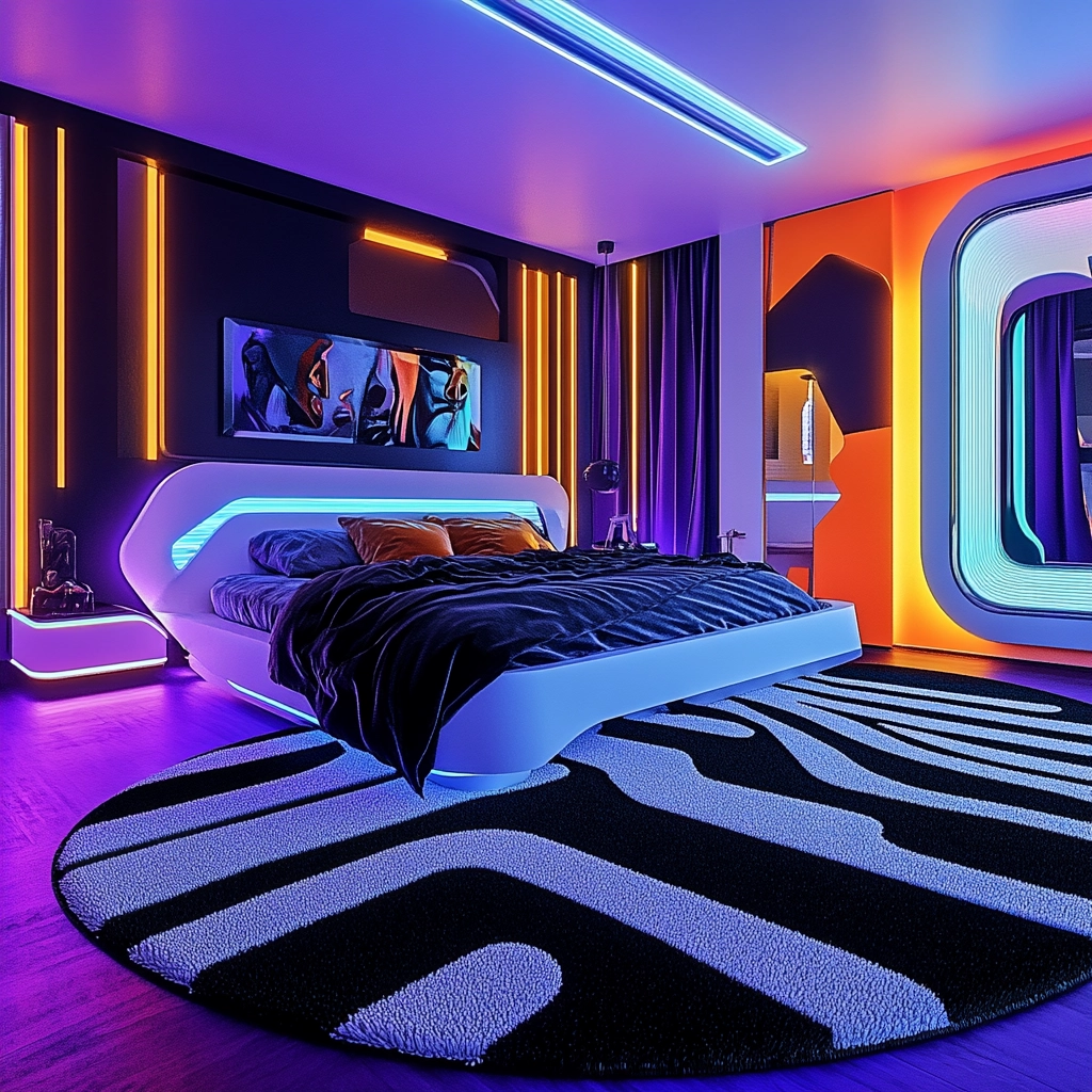 black and white rug bedroom 74