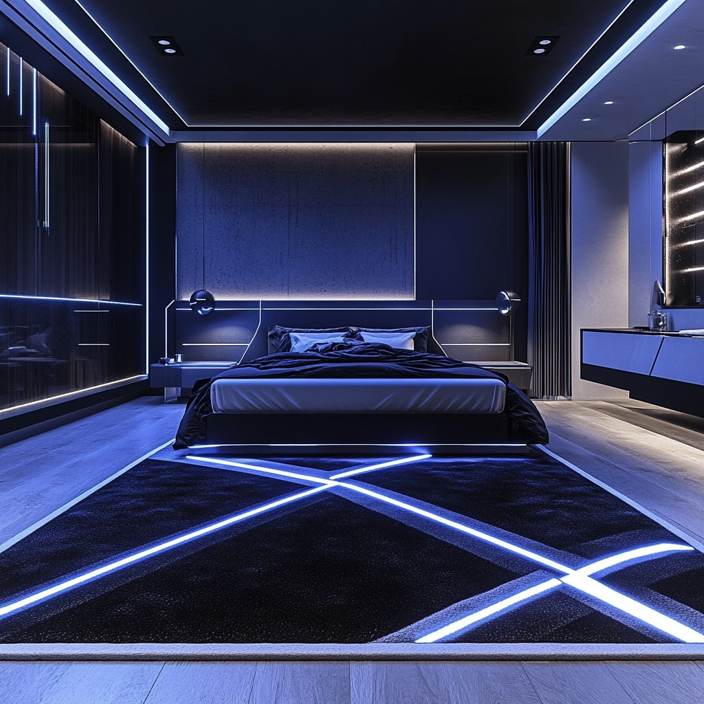 black and white rug bedroom 75