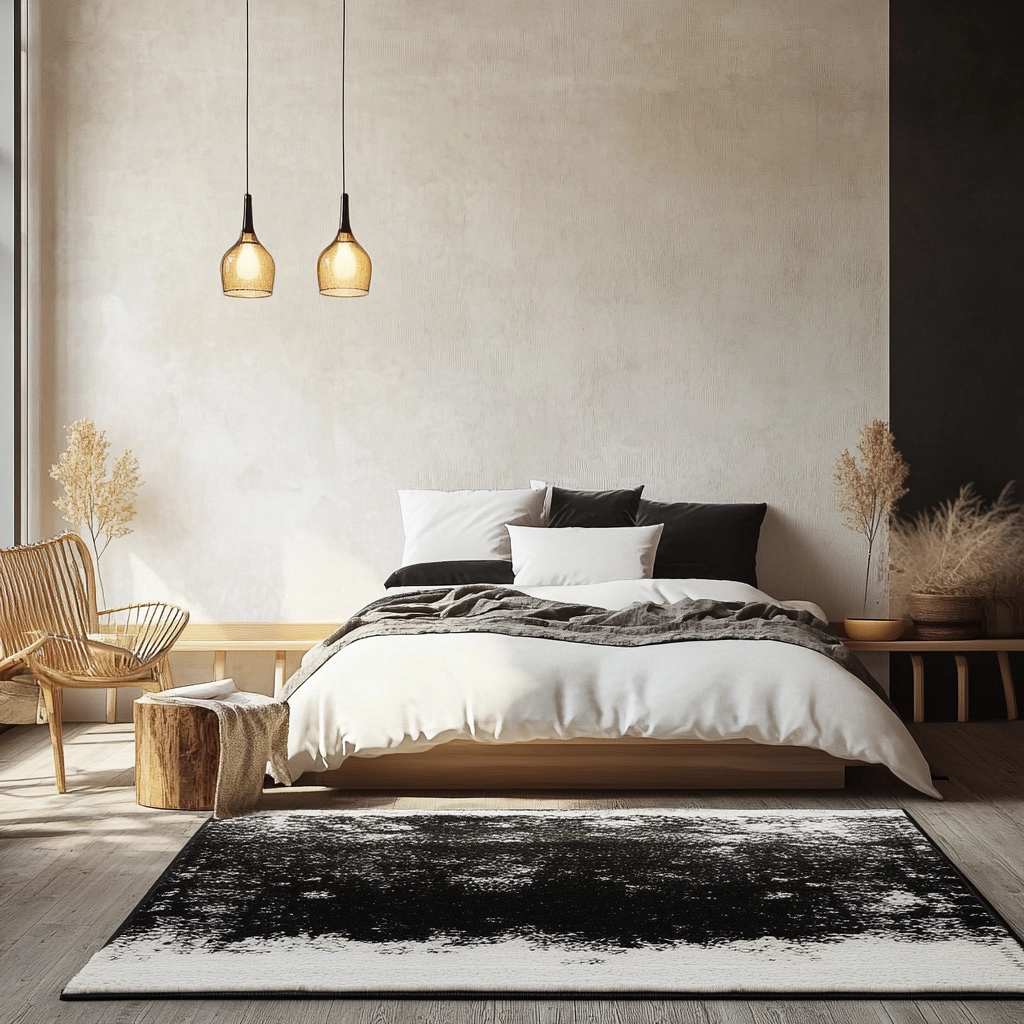black and white rug bedroom 8