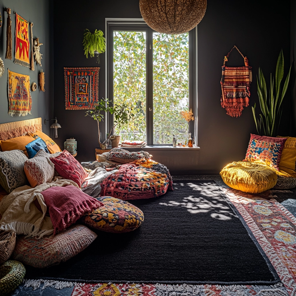 black rug bedroom 13