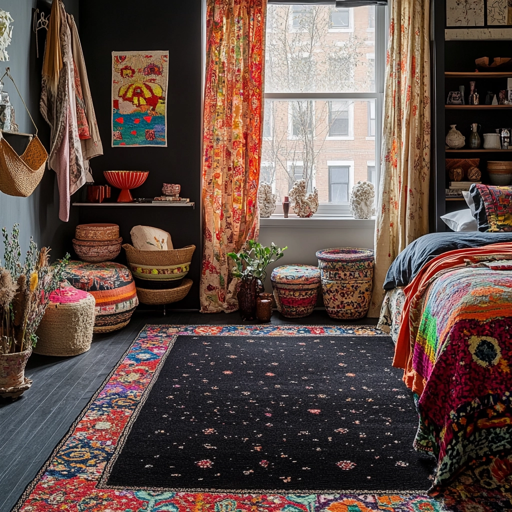 black rug bedroom 14