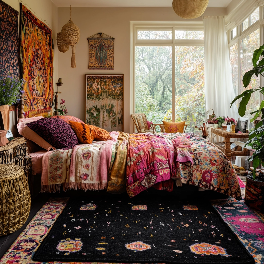 black rug bedroom 16
