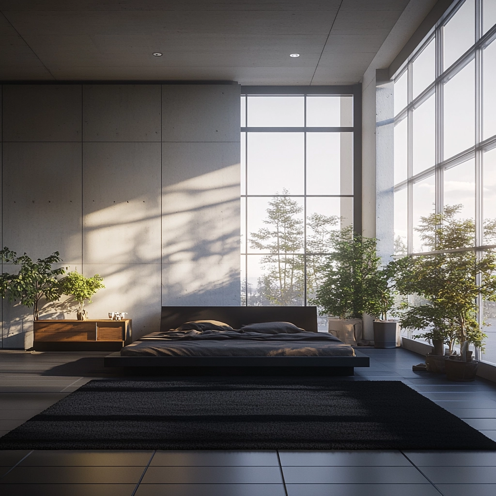 black rug bedroom 25