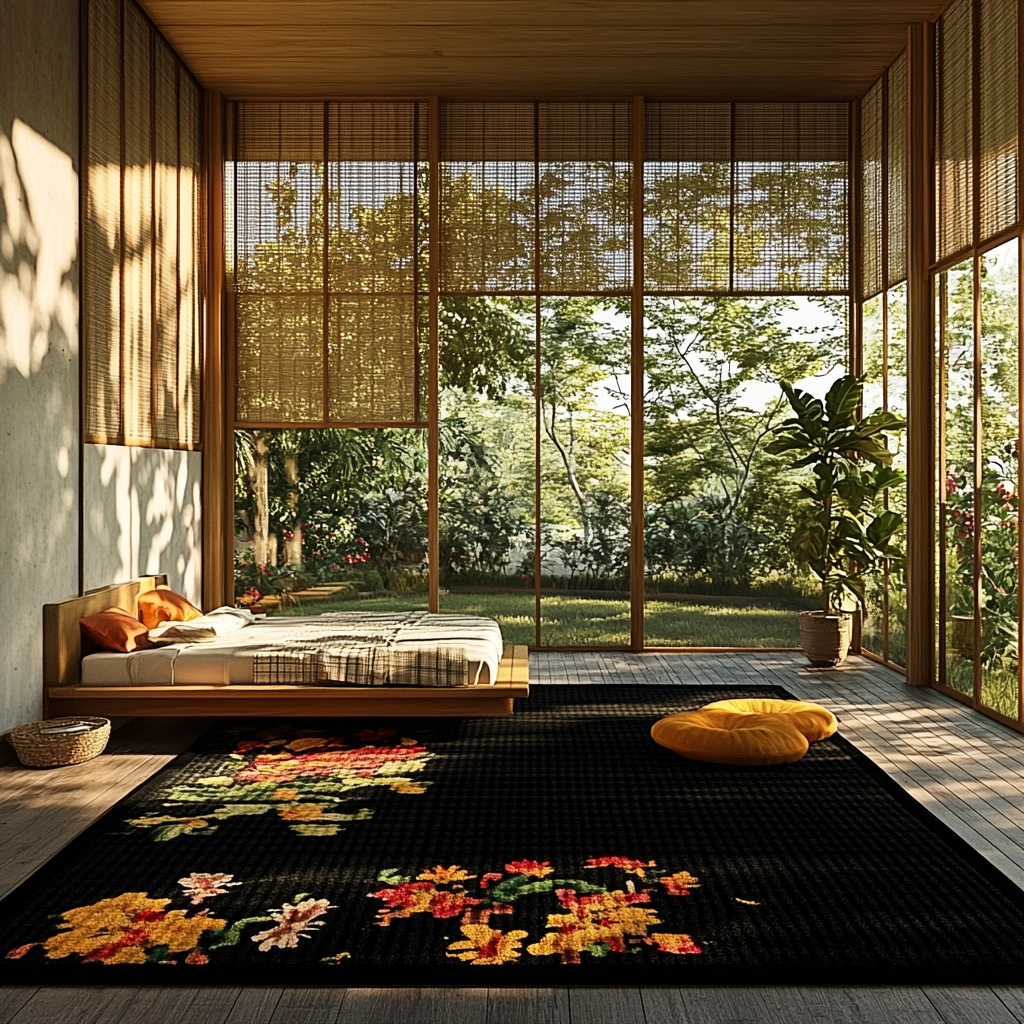 black rug bedroom 33