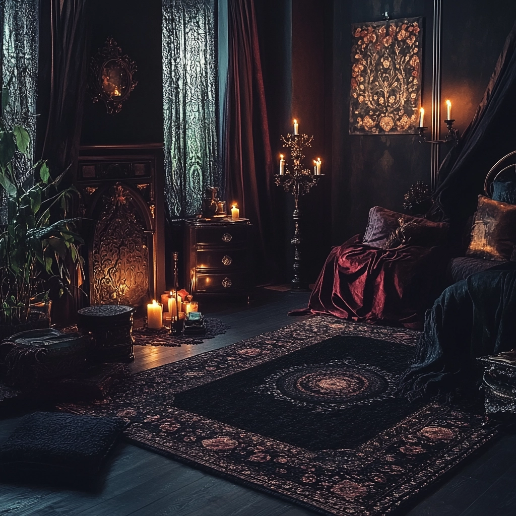 black rug bedroom 45