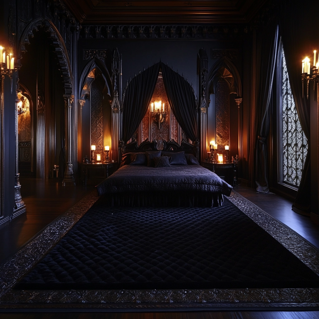 black rug bedroom 46