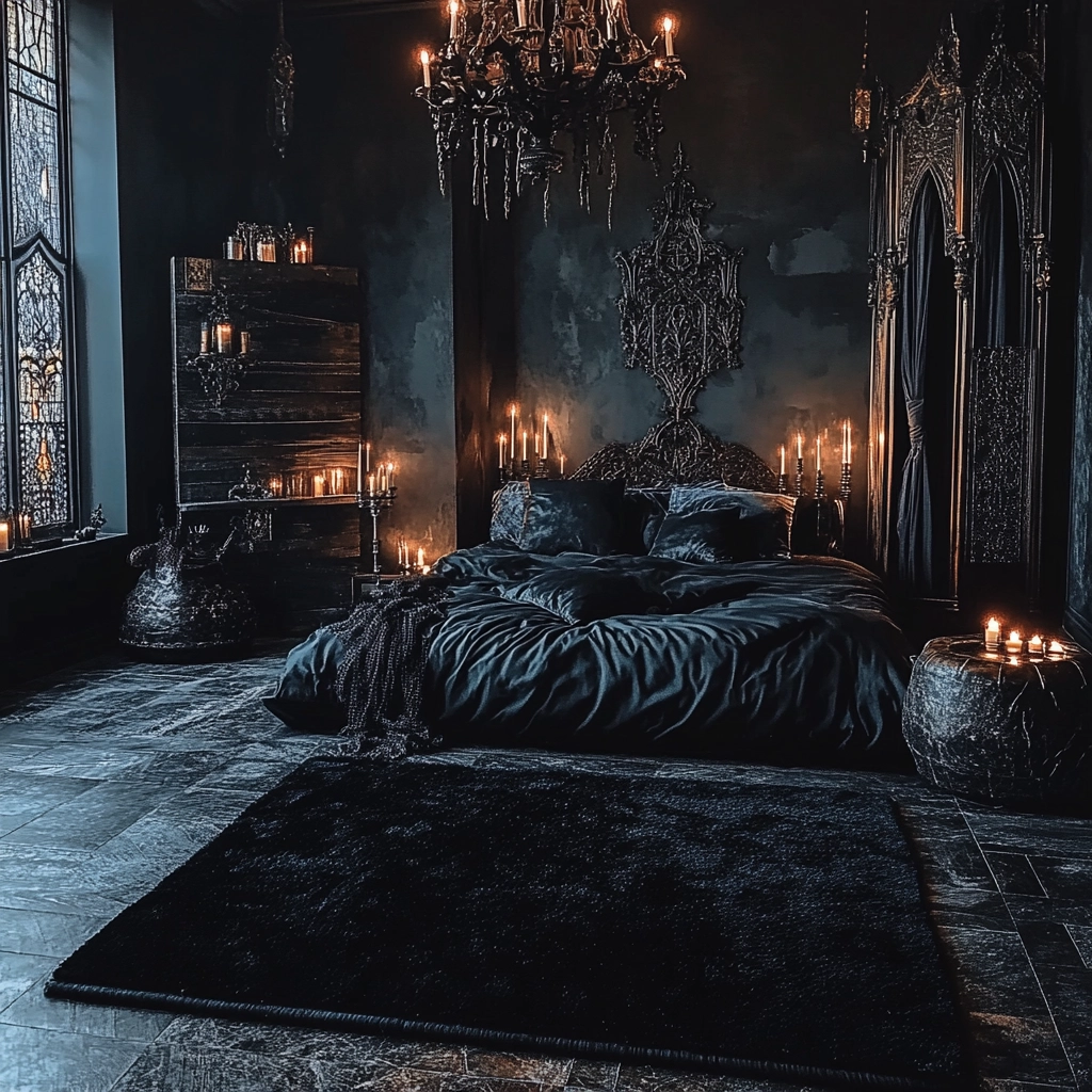 black rug bedroom 47