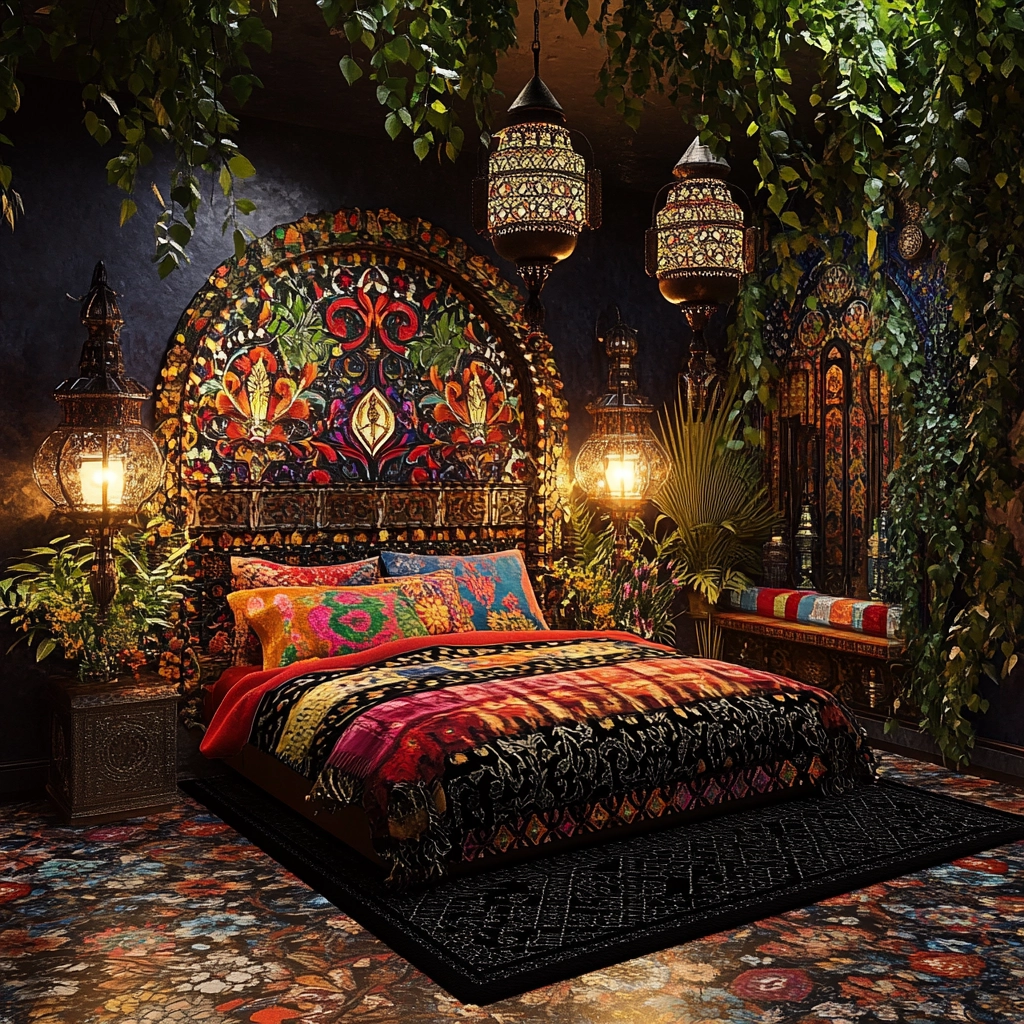 black rug bedroom 58