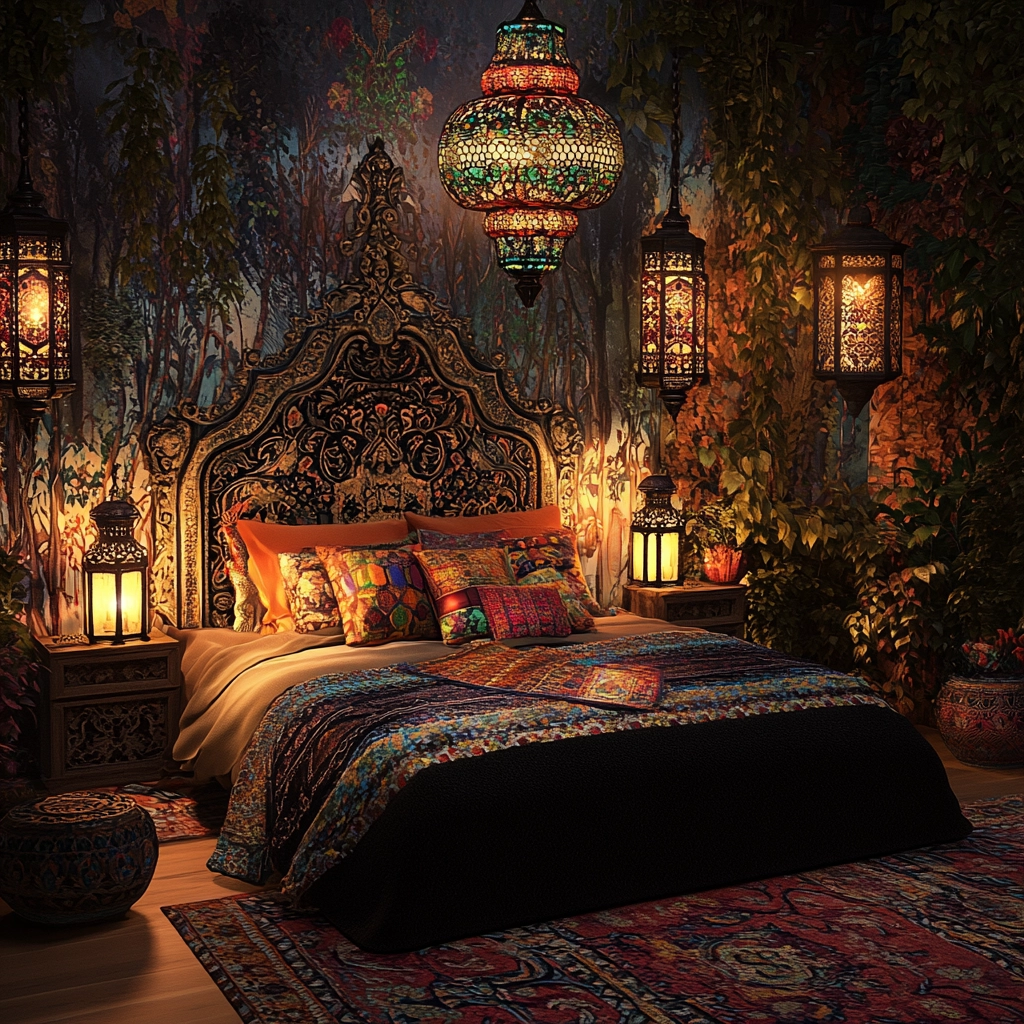 black rug bedroom 60