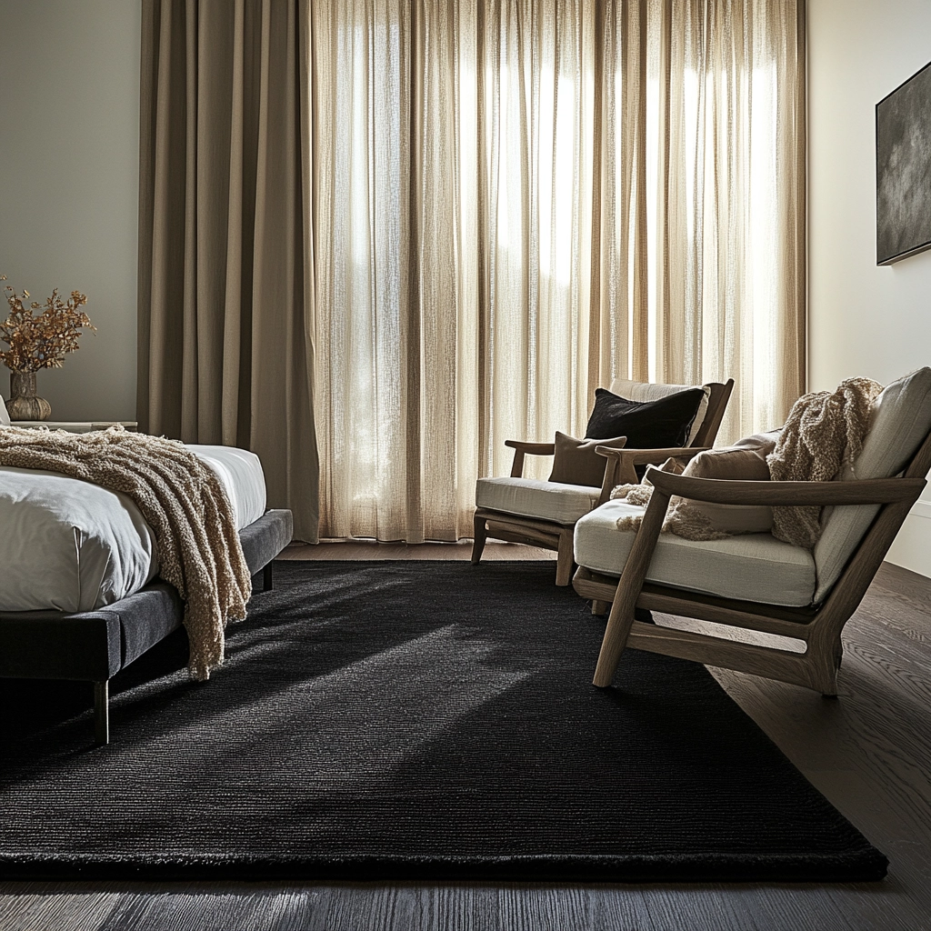 black rug bedroom 61