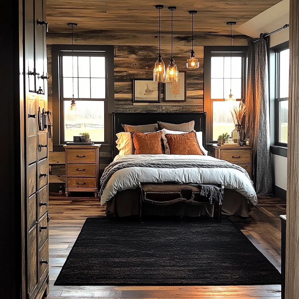 black rug bedroom 74