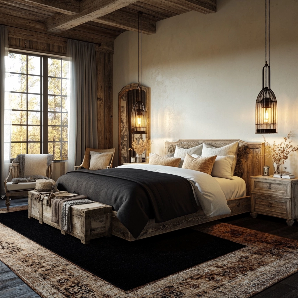 black rug bedroom 76