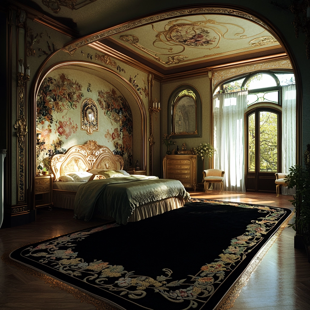 black rug bedroom 80