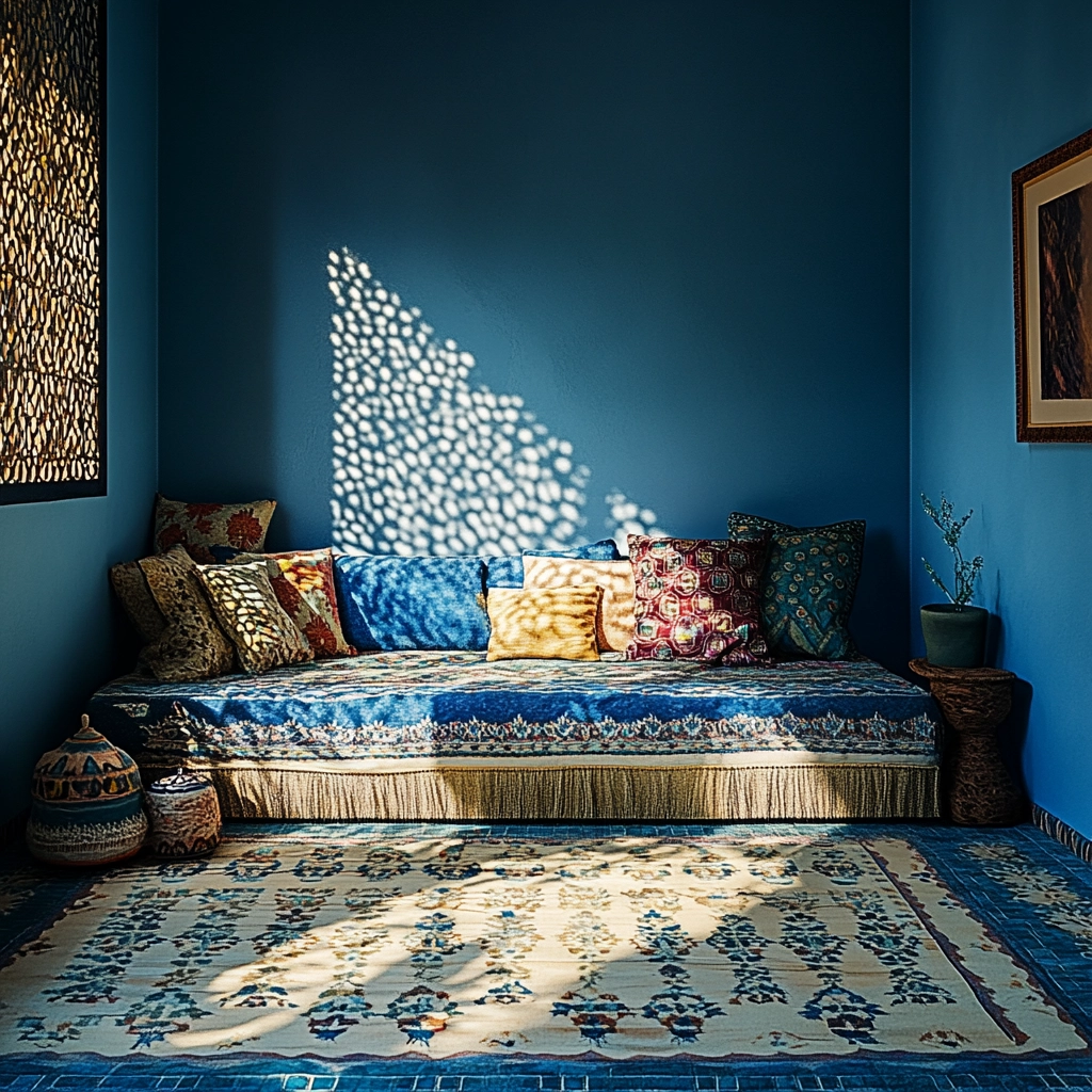 blue and beige bedroom 15