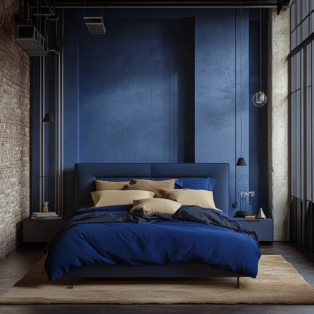 blue and beige bedroom 17