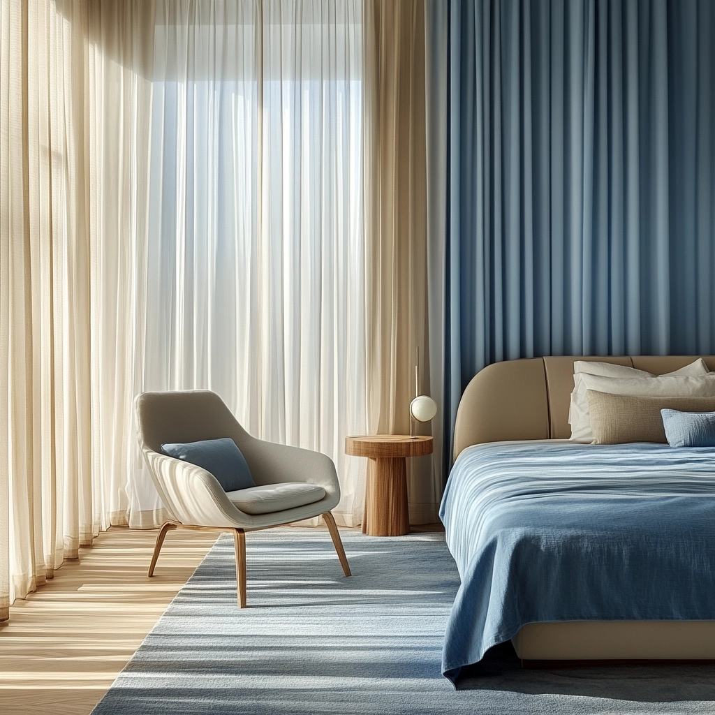 blue and beige bedroom 2