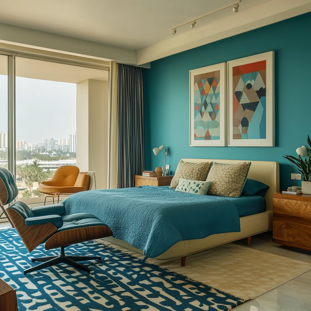 blue and beige bedroom 25