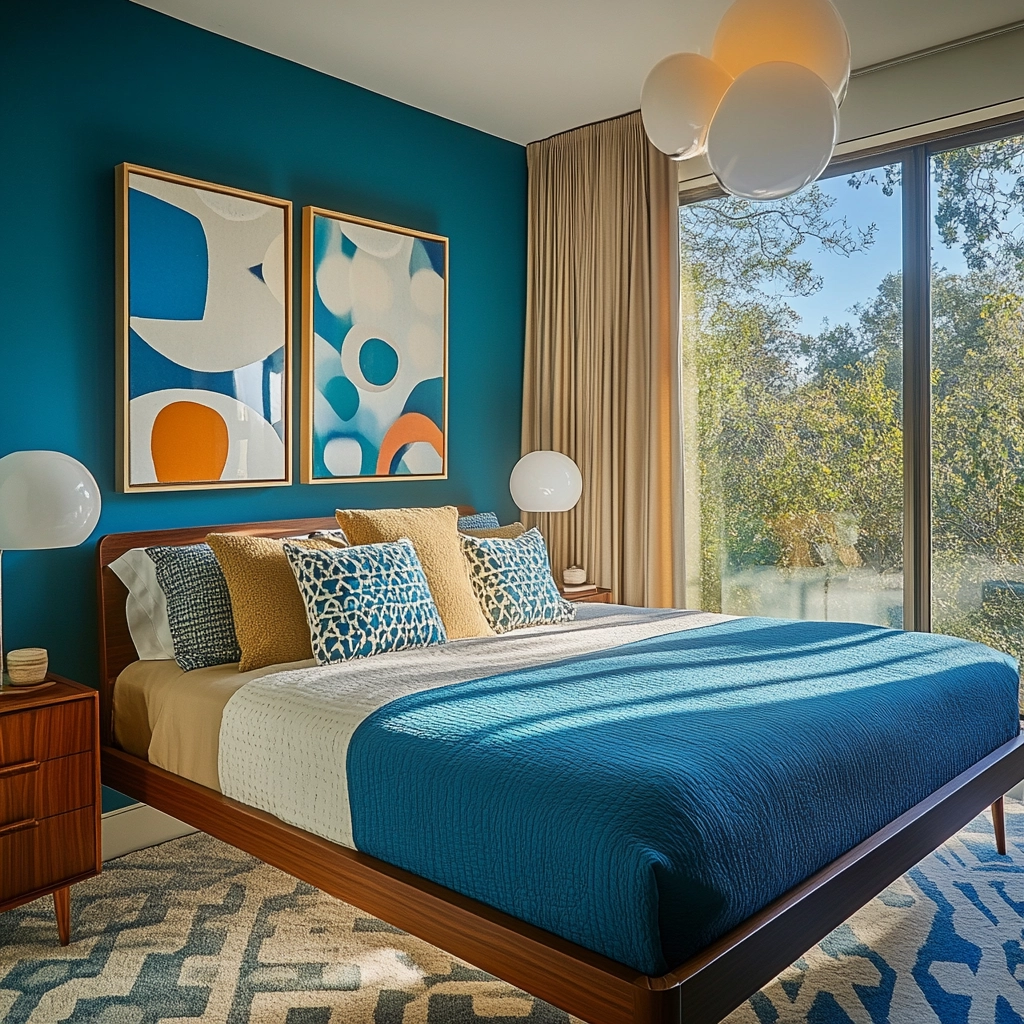 blue and beige bedroom 27