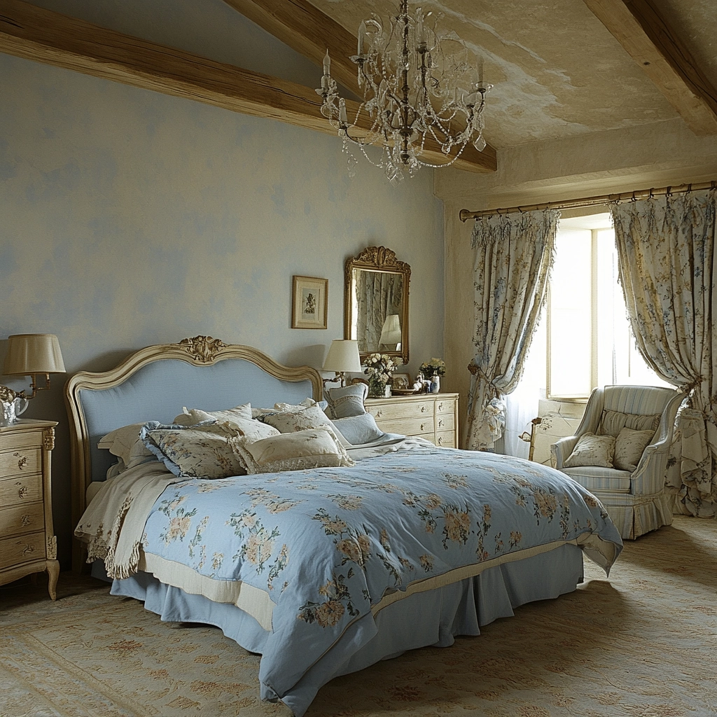 blue and beige bedroom 30