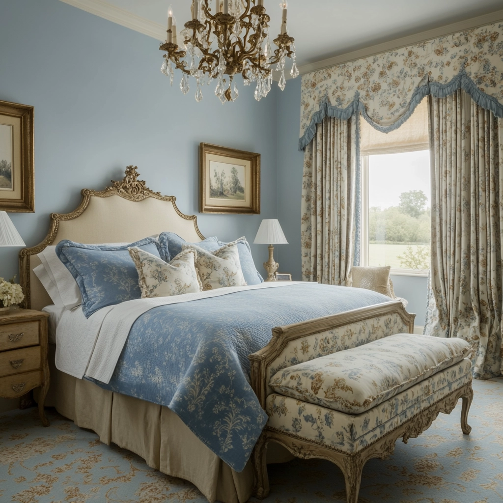 blue and beige bedroom 32