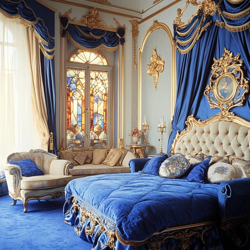 blue and beige bedroom 35