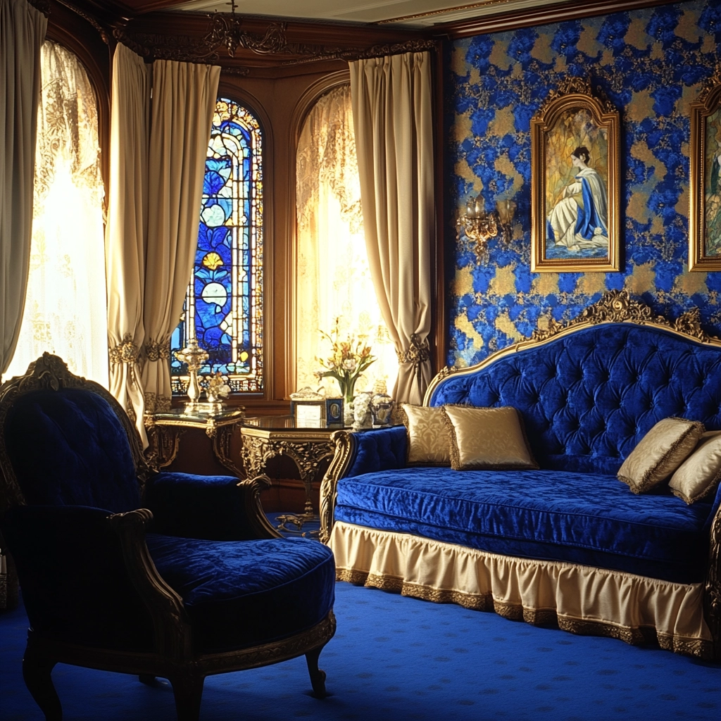 blue and beige bedroom 36