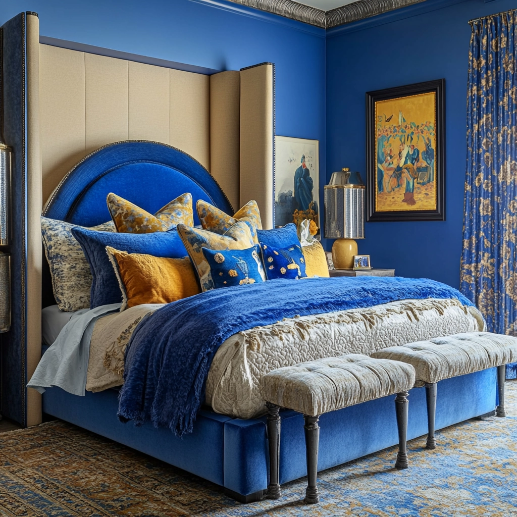 blue and beige bedroom 39