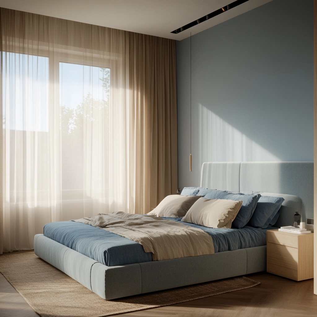 blue and beige bedroom 4