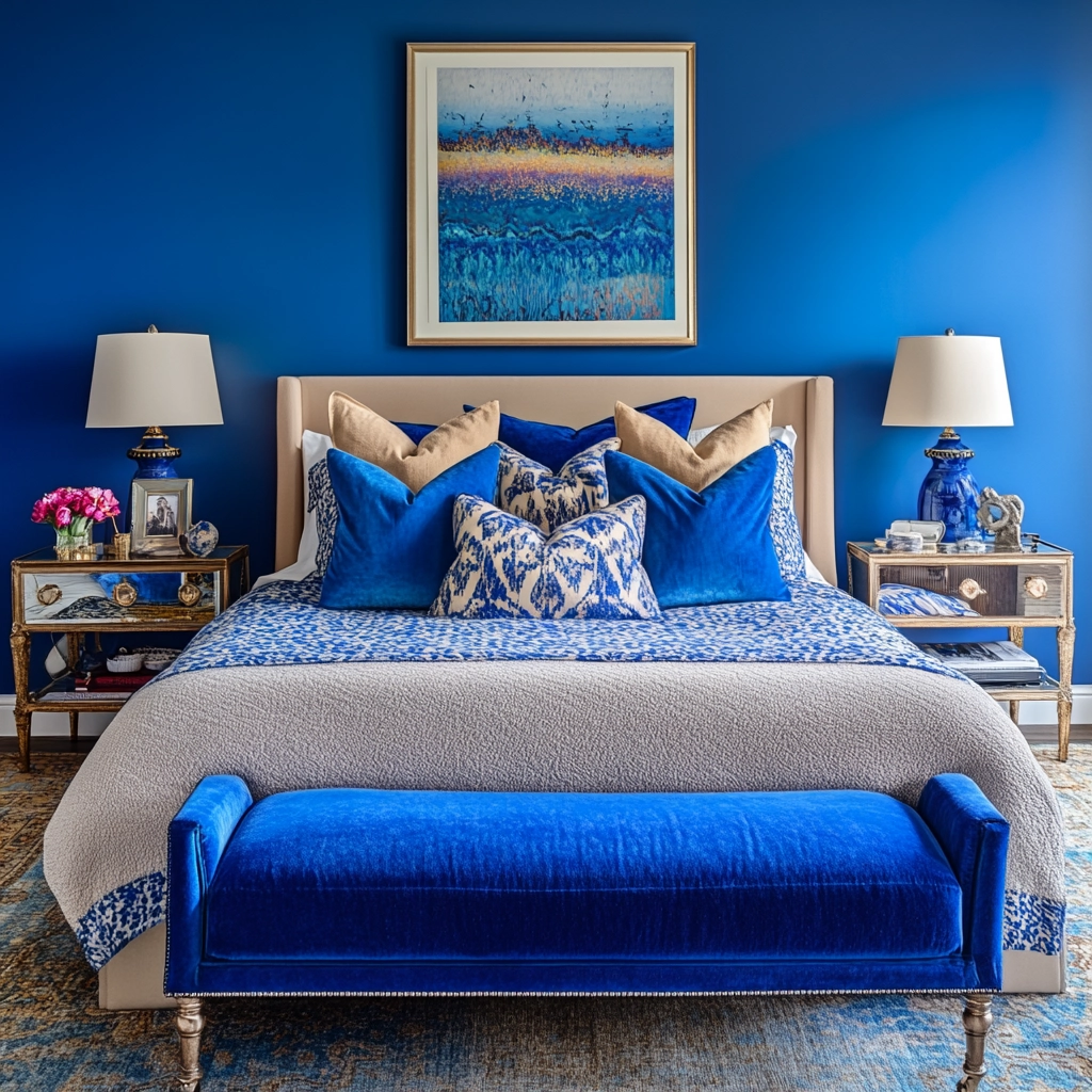 blue and beige bedroom 40
