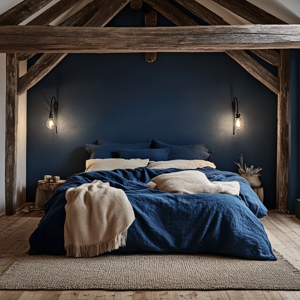 blue and beige bedroom 41