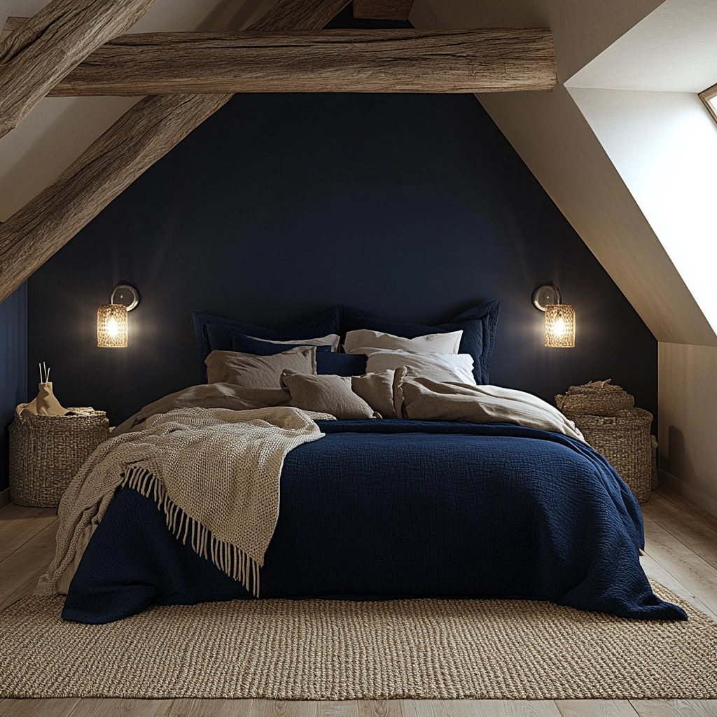 blue and beige bedroom 42