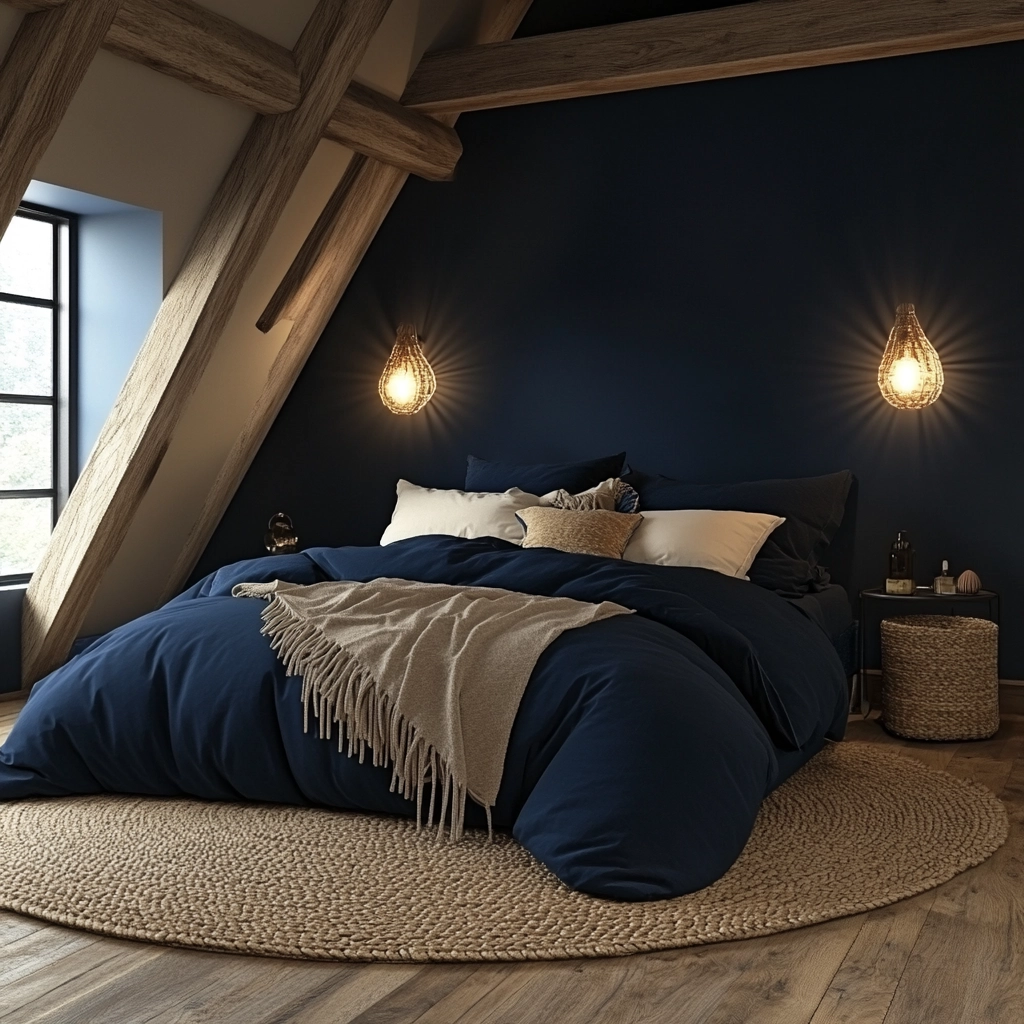 blue and beige bedroom 43