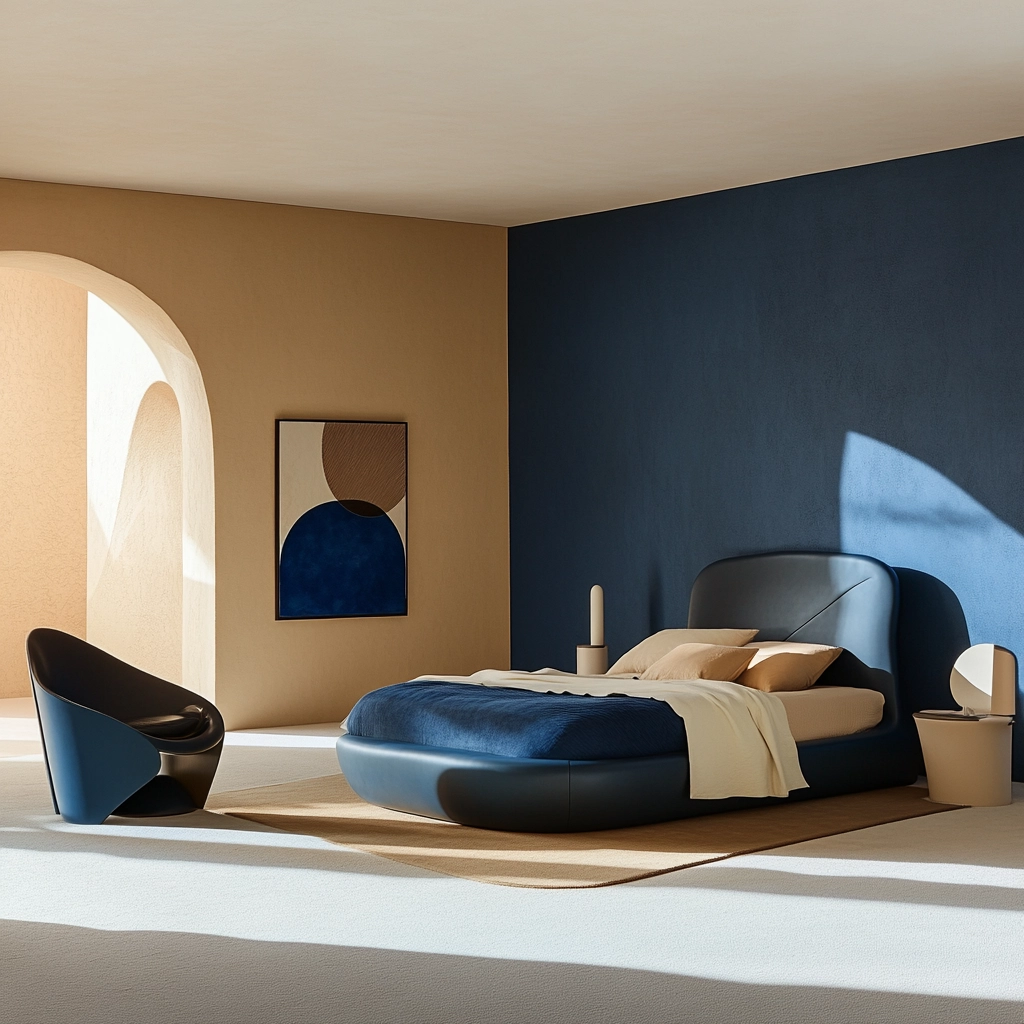 blue and beige bedroom 45