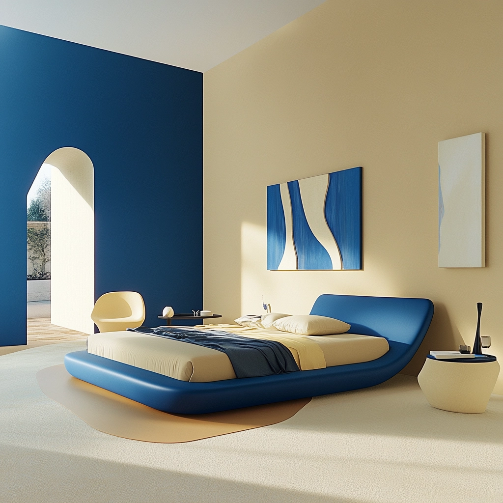blue and beige bedroom 46